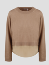 See By Chloé Layered-effect Crew Neck Sweater In Brown