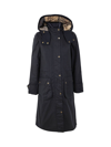 Barbour Long Cannich Wax Coat In Navy Dress