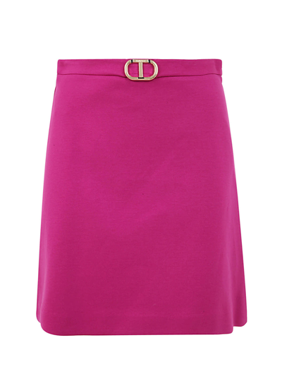 Twinset Logo-detail Mini Skirt In Festival Fuchsia