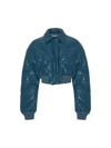 Rotate Birger Christensen Croc-effect Faux Leather Bomber Jacket In Tcx Blue Coral