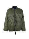 Sofie D'hoore Quilted Down Reversible Bomber In Woven Khaki Ink