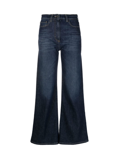 Seventy Flared High Waist Jeans In Denim Indaco
