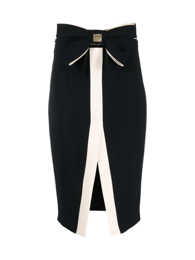 Elisabetta Franchi Bow-detail Midi Skirt In Black Butter