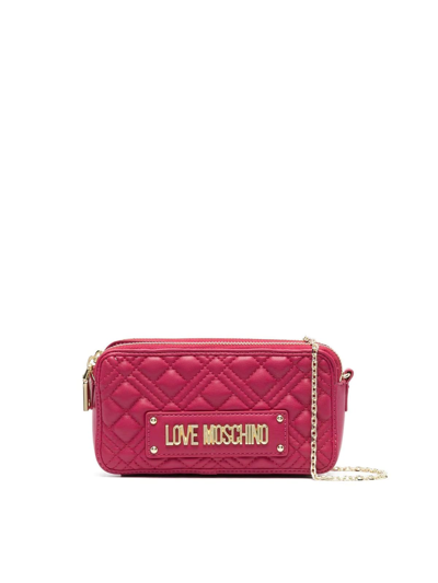 Love Moschino Quilted Small Crossbody In Fuchsia