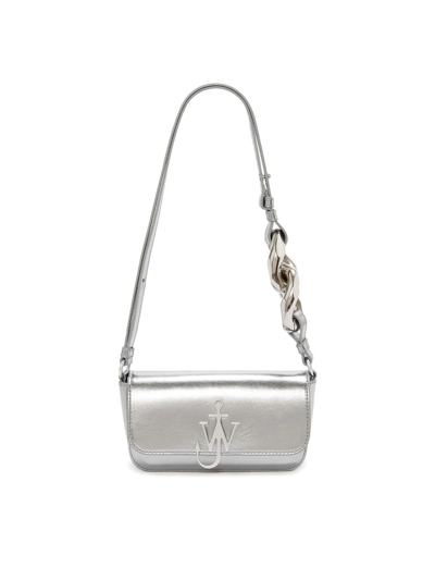 Jw Anderson Tonal Chain Baguette Anchor Bag In Silver