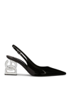 Dolce & Gabbana Lollo 75 Slingback Pumps In Polished Leather In Black