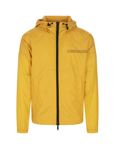 Dsquared2 Slightly Loose-fit Windbreaker With Drawstring Hood In Gold