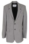 Msgm Notched-lapel Single-breasted Blazer In Grey Melange