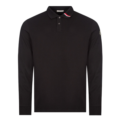 Moncler Men's Signature Polo Shirt In Black