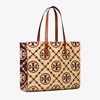 Tory Burch T Monogram Contrast Embossed Tote In Beetle Berry