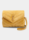 Saint Laurent Loulou Toy Quilted Suede Crossbody Bag In Light Chartreuse