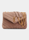 SAINT LAURENT LOULOU SMALL YSL SHOULDER BAG IN QUILTED SUEDE