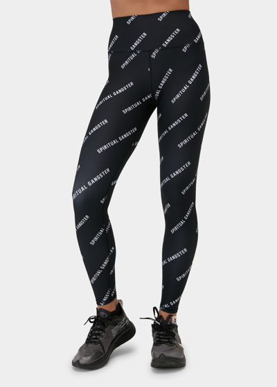 Spiritual Gangster Intent Eco Jersey High-rise Leggings In Black Sg All Over