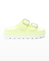 Jslides Simply B Dual-buckle Slide Sandals In Yellow