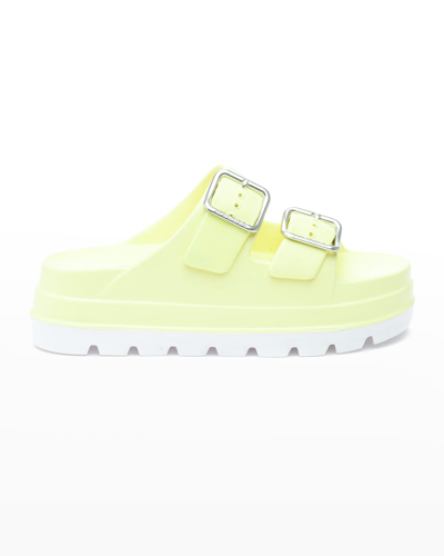 Jslides Simply B Dual-buckle Slide Sandals In Yellow