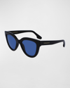 Victoria Beckham Monochrome Acetate Cat-eye Sunglasses In Black