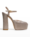 Stuart Weitzman Skyhigh Patent Ankle-strap Platform Pumps In Poudre