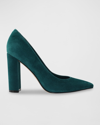 Marc Fisher Ltd Abilene Leather Block-heel Pumps In Dark Green