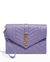 Saint Laurent Ysl Monogram Quilted Envelope Clutch Bag In Dark Wisteria