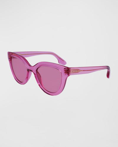 Victoria Beckham Monochrome Acetate Cat-eye Sunglasses In Rose