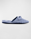 Patricia Green Zoe Gingham Quilted Slipper In Navy