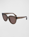 Victoria Beckham Monochrome Acetate Cat-eye Sunglasses In Moss