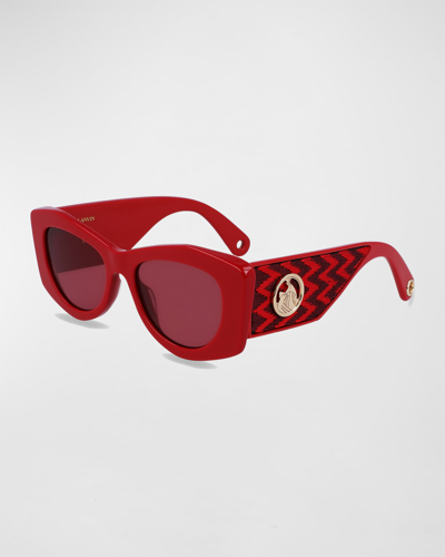 Lanvin Mother & Child Acetate Butterfly Sunglasses In Red
