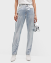 Rag & Bone Alex High-rise Straight Metallic Pants In Lunasilver