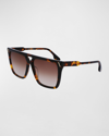 Victoria Beckham Women's Guilloché 57mm Rectangular Sunglasses In Black