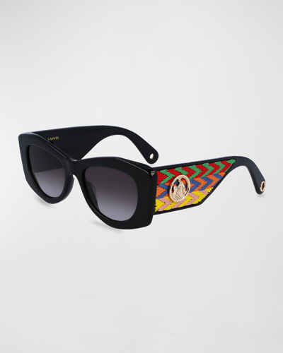 Lanvin Mother & Child Acetate Butterfly Sunglasses In Black