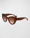 Lanvin Daisy Chunky Plastic Cat-eye Sunglasses In Caramel