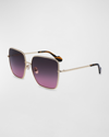 LANVIN BABE OVERSIZED SQUARE TWISTED METAL SUNGLASSES