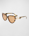 Lanvin Mother & Child Acetate Cat-eye Sunglasses In Tiger