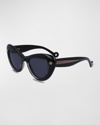 LANVIN DAISY CHUNKY PLASTIC CAT-EYE SUNGLASSES