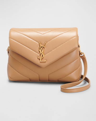 Saint Laurent Loulou Toy Ysl Matelasse Calfskin Envelope Crossbody Bag In Natural Tan