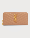 Saint Laurent Ysl Monogram Grain De Poudre Zip-around Wallet