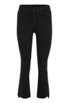 Mother The Insider Mid-rise Frayed Step-hem Stretch Crop Jeans In Black