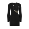 DAVID KOMA BLACK ASYMMETRIC CUT-OUT MINI DRESS