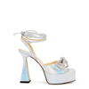 Mach&mach Double Bow Crystal-embellished Iridescent Leather Platform Pumps