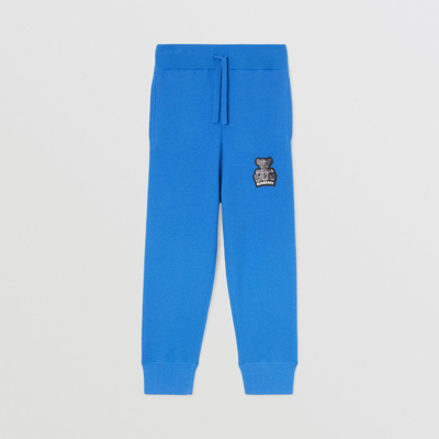 Burberry Kids' Thomas Bear-appliqué Cashmere Track Pants In Canvas Blue