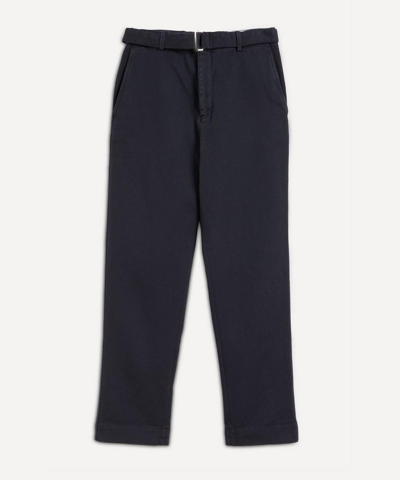 Officine Generale Oswald Cotton Twill Trousers In Dark Navy