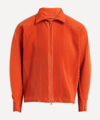 Issey Miyake Arc Pleated Funnel-neck Relaxed-fit Woven Jacket In Vermilion Orange