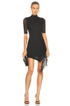 Simkhai Orla Asymmetric Pointelle Short Sleeve Sweater Dress In Black