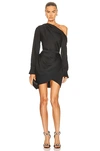 Simkhai Cameron Gathered One-shoulder Mini Dress In Black