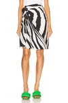 Bottega Veneta Zebra Stripe Knot Front Parachute Skirt In Black & White