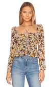 Astr Toni Top In Brown Yellow Floral