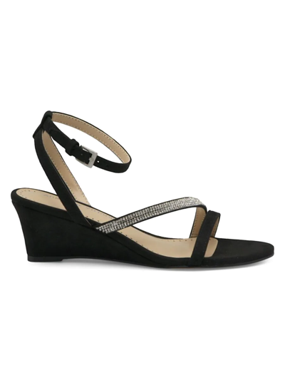 Adrienne Vittadini Women's Carolee Strappy Wedge Dress Sandals Women's Shoes In Black