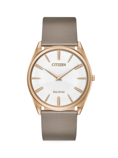 Citizen Eco 31mm Rose Goldtone Stainless Steel & Leather Strap Watch