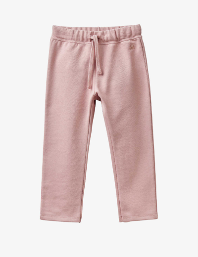 Benetton Kids' Logo-embroidered Organic-cotton Jogging Bottoms 1-6 Years In Pale Pink