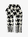 Acne Studios Vadik Houndstooth Wool-blend Scarf In White/black